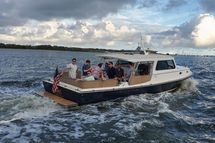 a small boat in a body of water