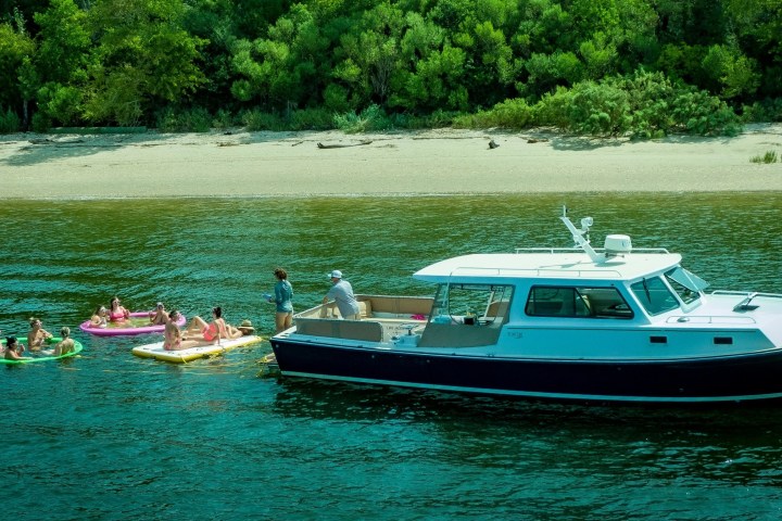 a small boat in a body of water