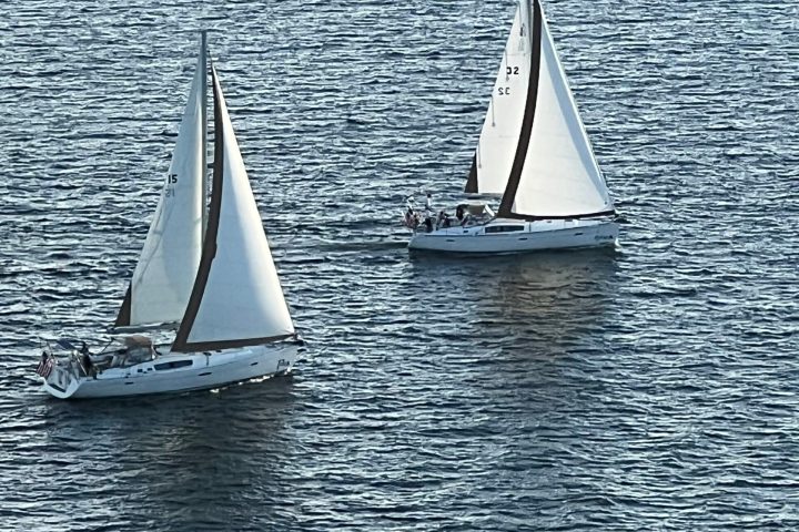 a boat in the middle of a body of water