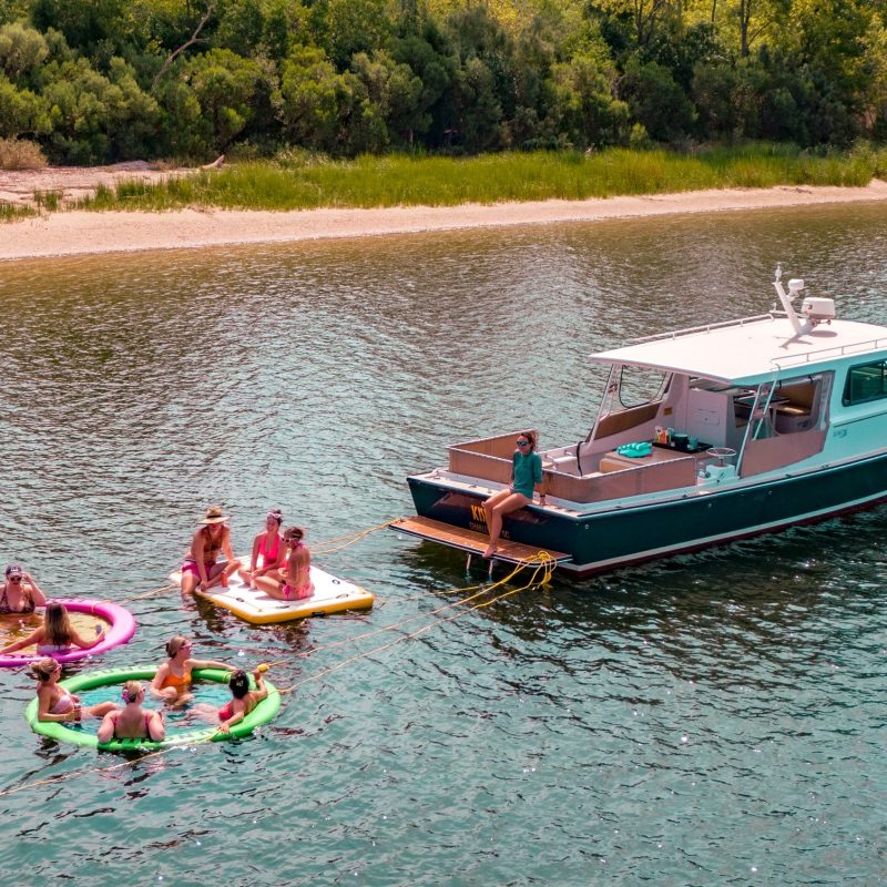 a small boat in a body of water