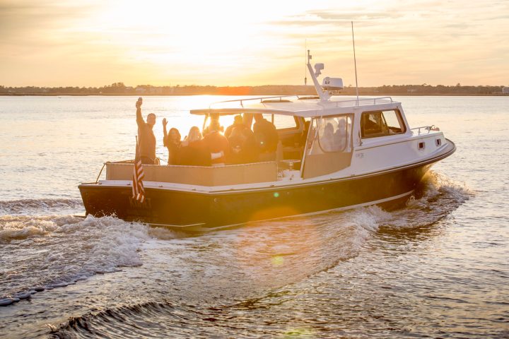 a small boat in a body of water