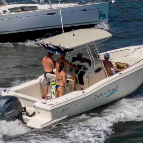 a small boat in a body of water