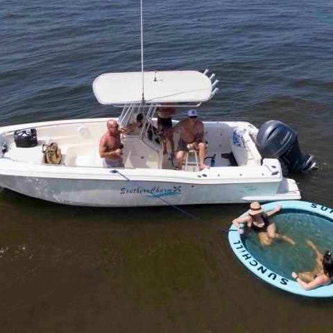 a small boat in a body of water